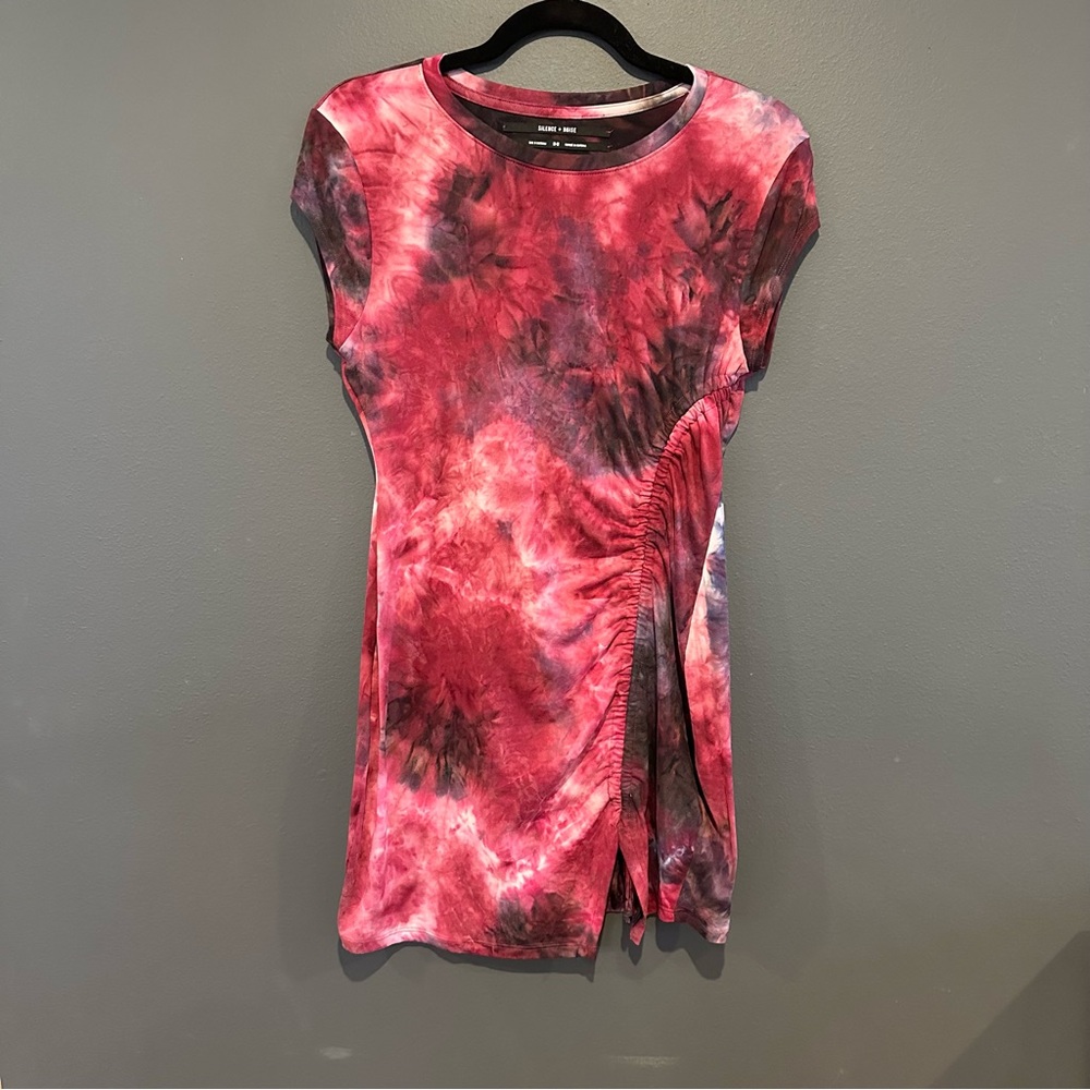 Silence + Noise Deep Pink Tie-Dye Dress